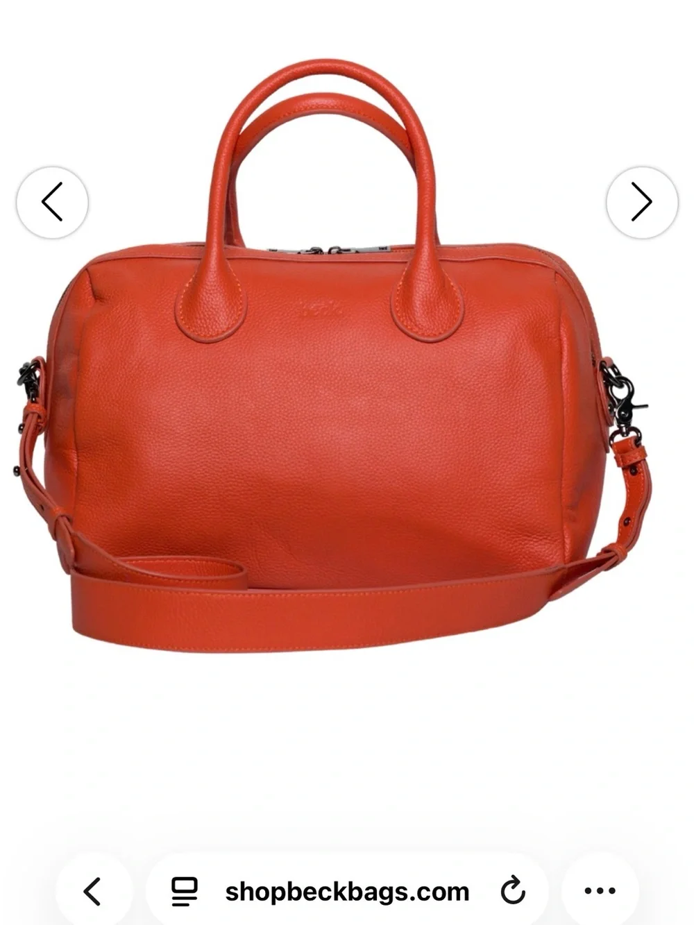 Beck: Hayes - Marie Orange leather bag with velvet interior